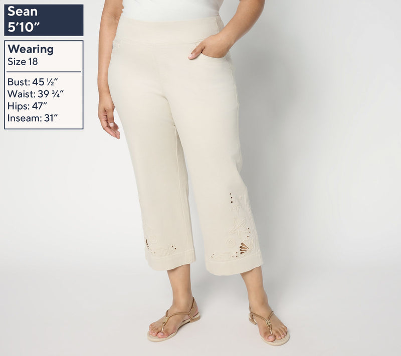 Belle by Kim Gravel Regular TripleLuxe Twill Sealife Eyelet Crop — View 2