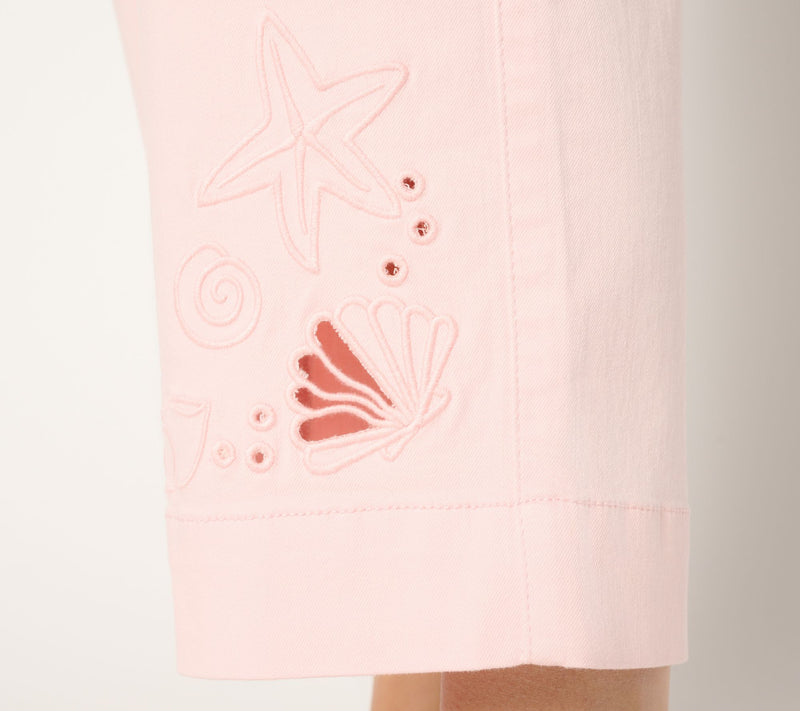 Belle by Kim Gravel Regular TripleLuxe Twill Sealife Eyelet Crop — View 6