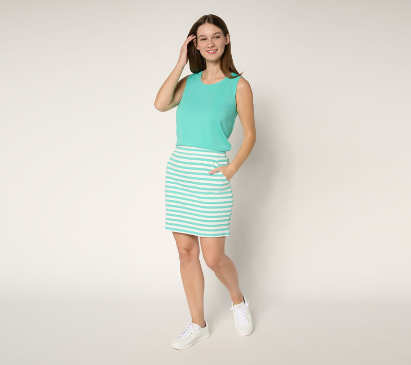 Belle by Kim Gravel Regular Cape Cod Coastal Striped Skort — View 12