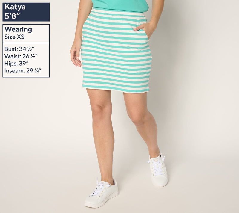 Belle by Kim Gravel Regular Cape Cod Coastal Striped Skort — View 10
