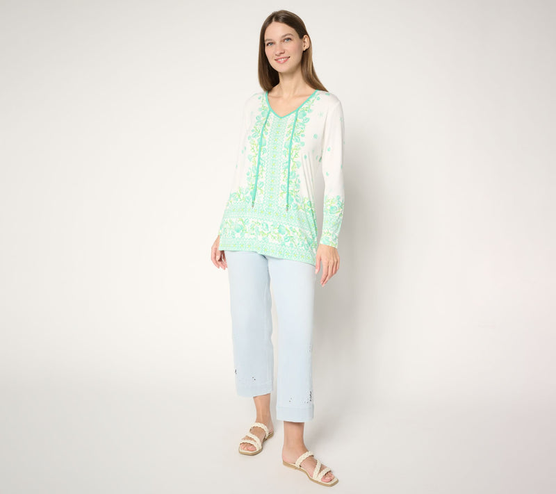 Belle by Kim Gravel Tall TripleLuxe Denim Sealife Eyelet Crop — View 5