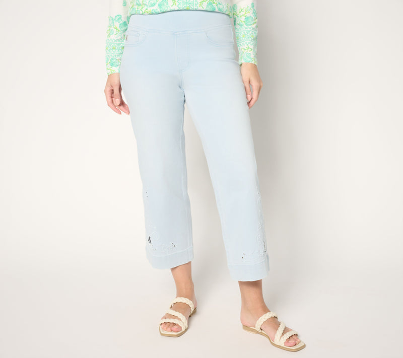 Belle by Kim Gravel Tall TripleLuxe Denim Sealife Eyelet Crop — Main view
