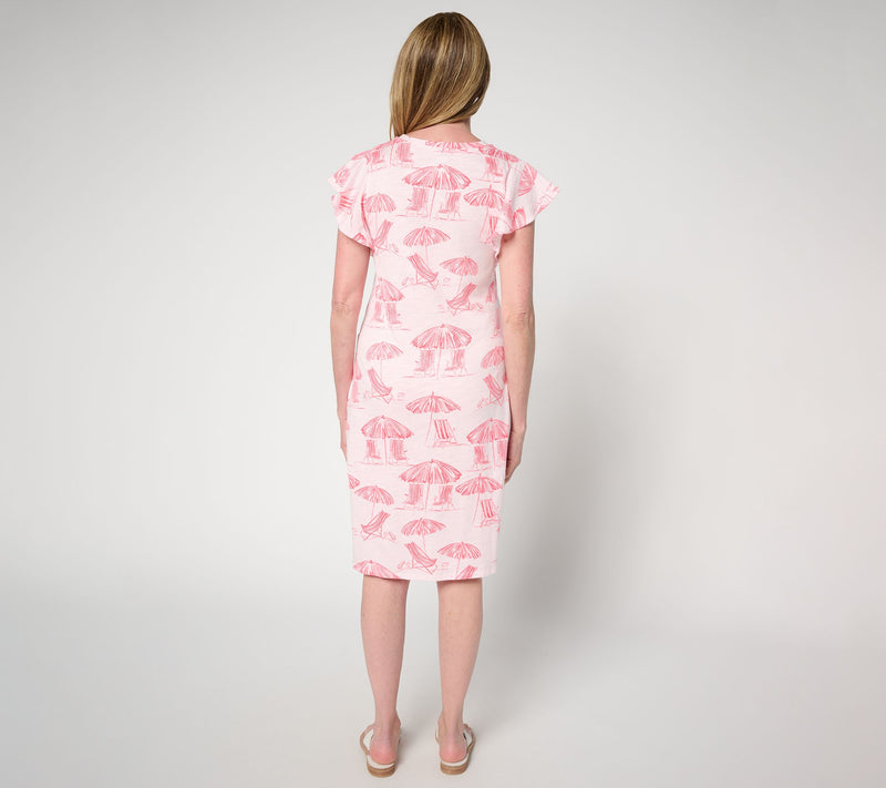 Belle Beach by Kim Gravel Petite Slub Knit Flutter Sleeve Dress — View 13