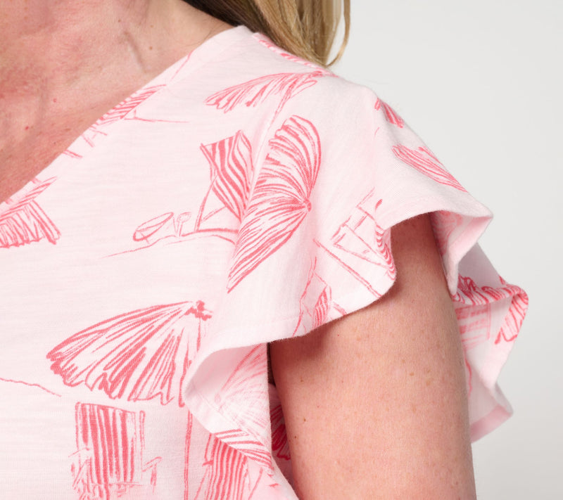 Belle Beach by Kim Gravel Petite Slub Knit Flutter Sleeve Dress — View 15