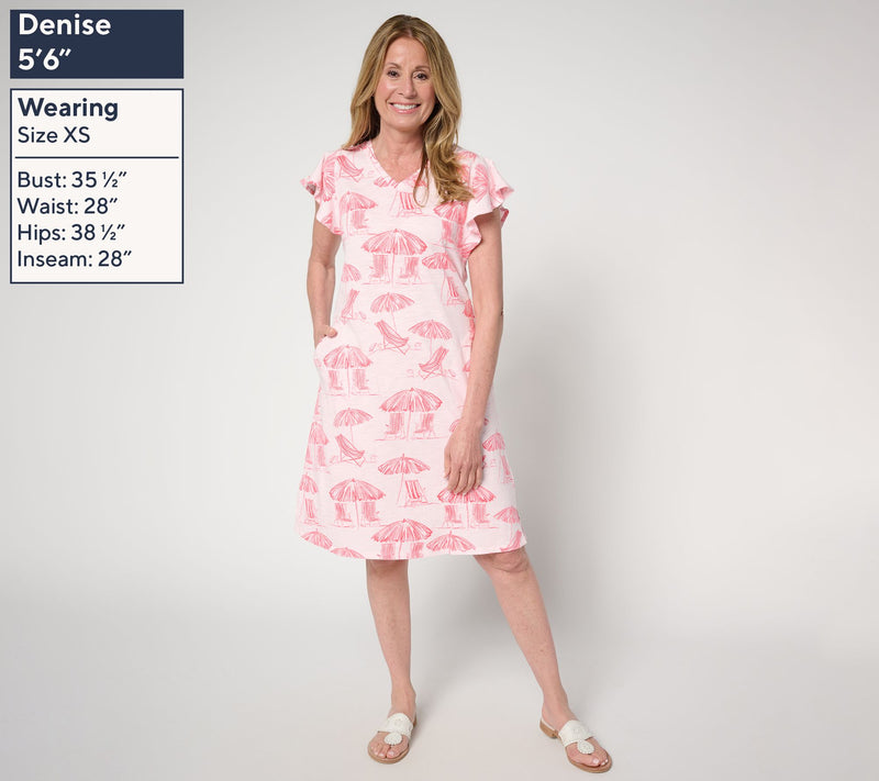 Belle Beach by Kim Gravel Petite Slub Knit Flutter Sleeve Dress — View 12