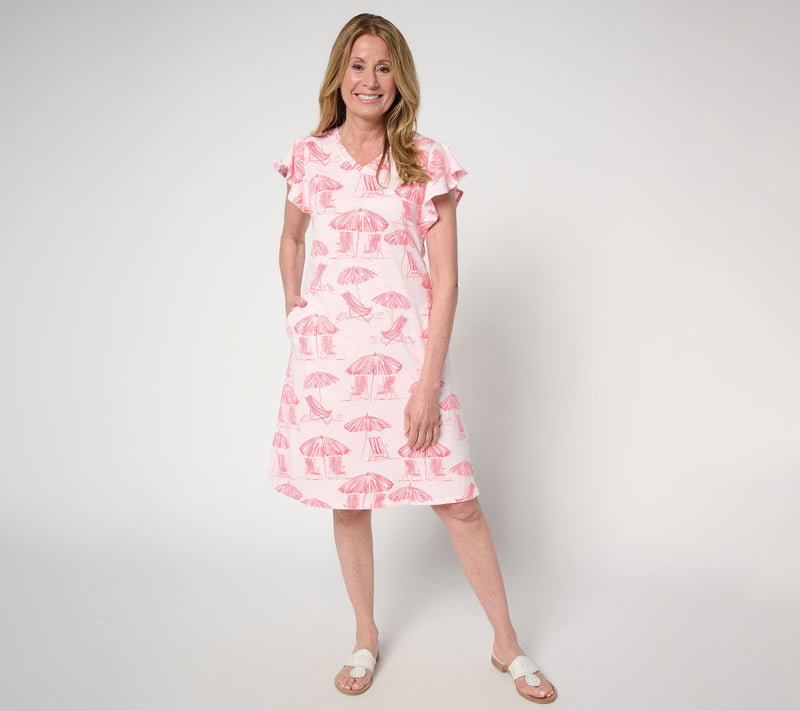 Belle Beach by Kim Gravel Petite Slub Knit Flutter Sleeve Dress — View 7