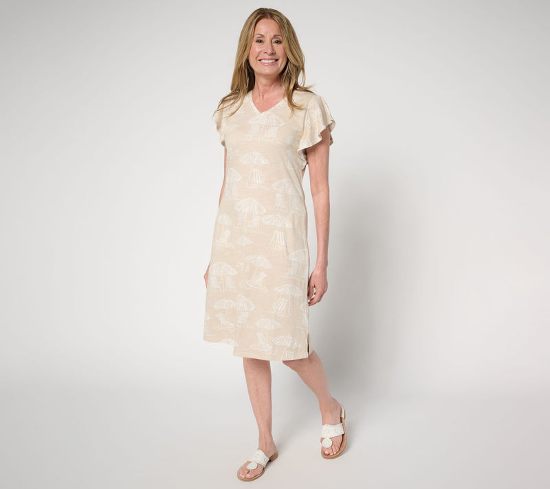 Belle Beach by Kim Gravel Petite Slub Knit Flutter Sleeve Dress — View 9