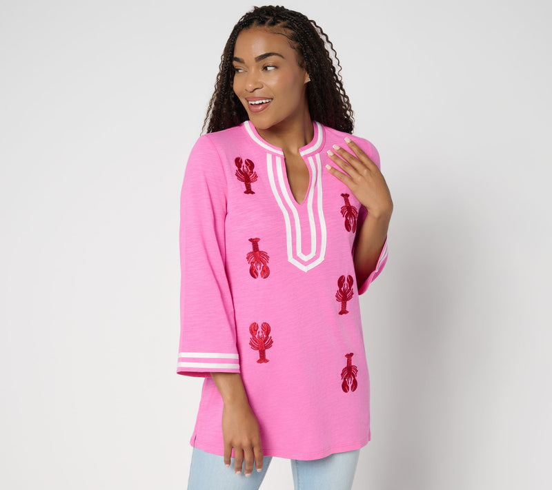 Bellisima by Kim Gravel Petite Slub Knit Rock Lobster Top — Main view