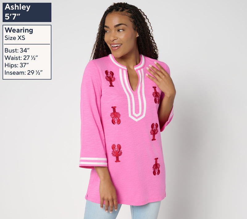 Bellisima by Kim Gravel Petite Slub Knit Rock Lobster Top — View 2