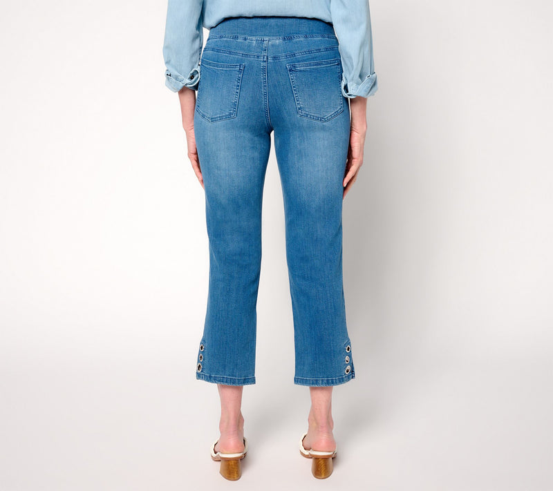 Belle by Kim Gravel Regular TripleLuxe Denim Grommet Cropped Jean — View 4