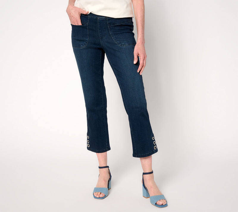 Belle by Kim Gravel Regular TripleLuxe Denim Grommet Cropped Jean — View 11