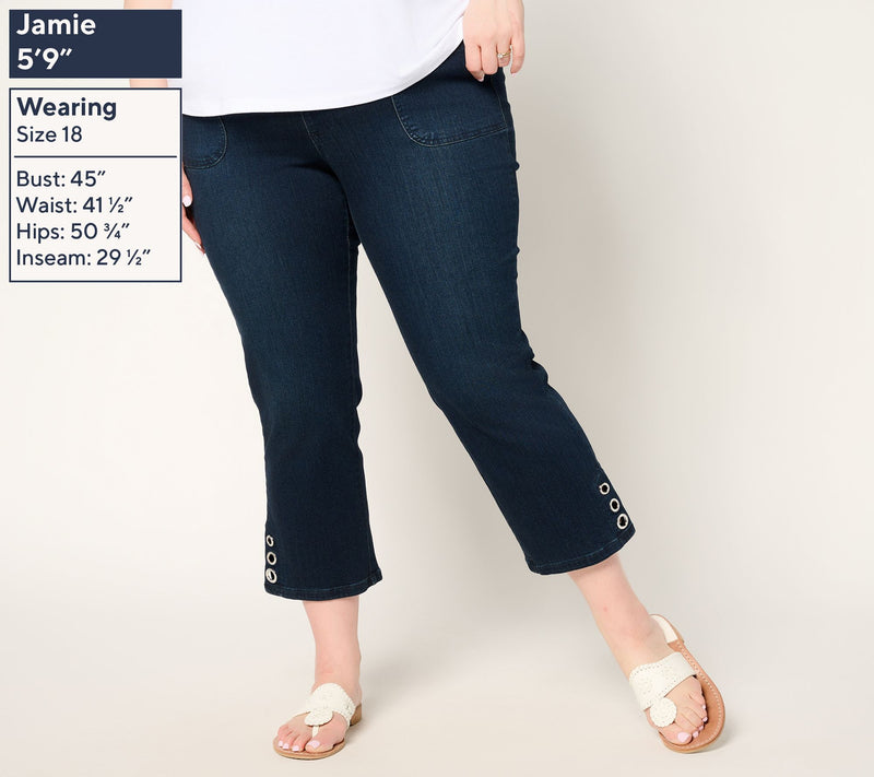 Belle by Kim Gravel Petite TripleLuxe Denim Grommet Cropped Jean — View 3