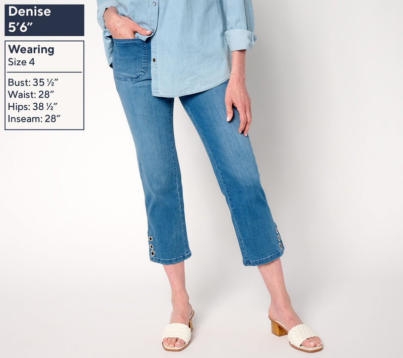 Belle by Kim Gravel Petite TripleLuxe Denim Grommet Cropped Jean — View 4