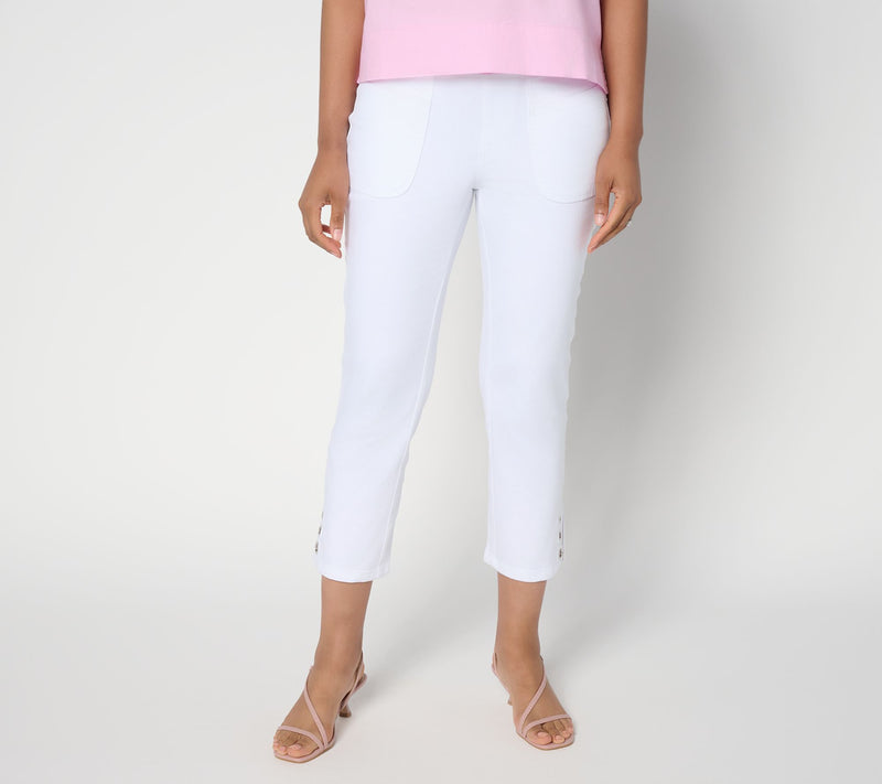 Belle by Kim Gravel Petite TripleLuxe Twill Grommet Cropped Jean — View 5