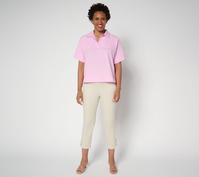 Belle by Kim Gravel Petite TripleLuxe Twill Grommet Cropped Jean — View 9