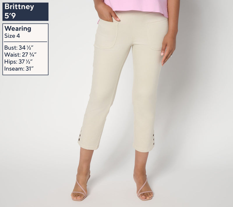 Belle by Kim Gravel Regular TripleLuxe Twill Grommet Cropped Jean — View 3