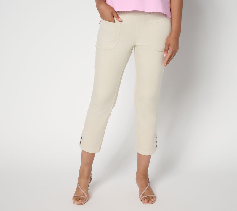 Belle by Kim Gravel Regular TripleLuxe Twill Grommet Cropped Jean — Main view