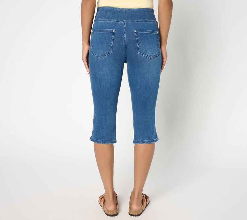 Belle by Kim Gravel Petite TripleLuxe Denim Confetti Pedal Pusher — View 10