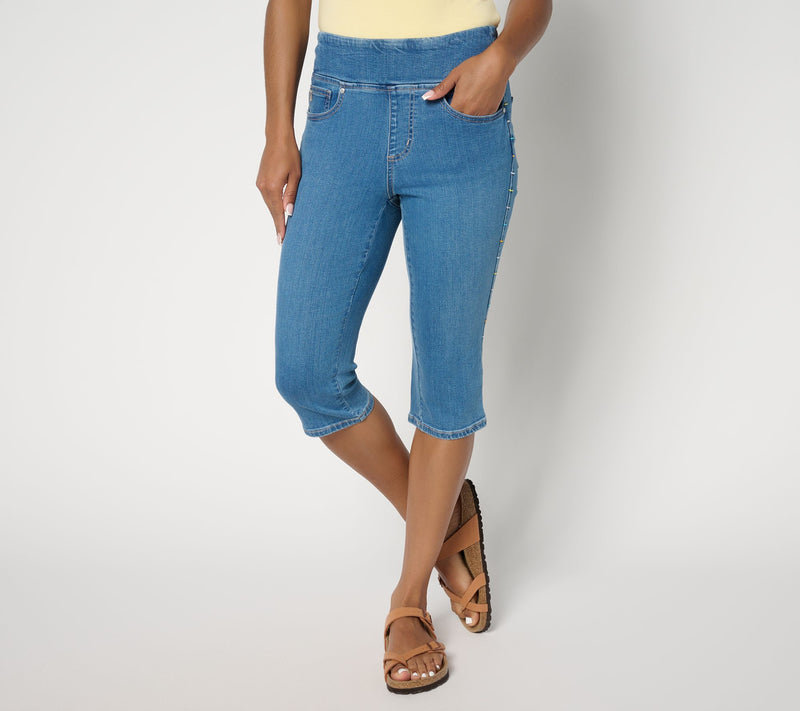 Belle by Kim Gravel Petite TripleLuxe Denim Confetti Pedal Pusher — View 5