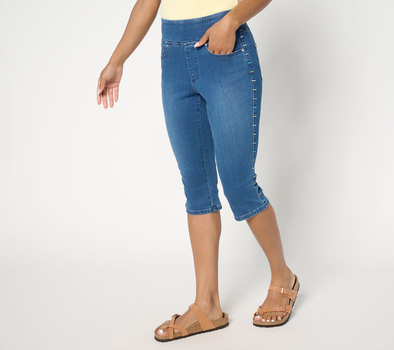 Belle by Kim Gravel Petite TripleLuxe Denim Confetti Pedal Pusher — View 7