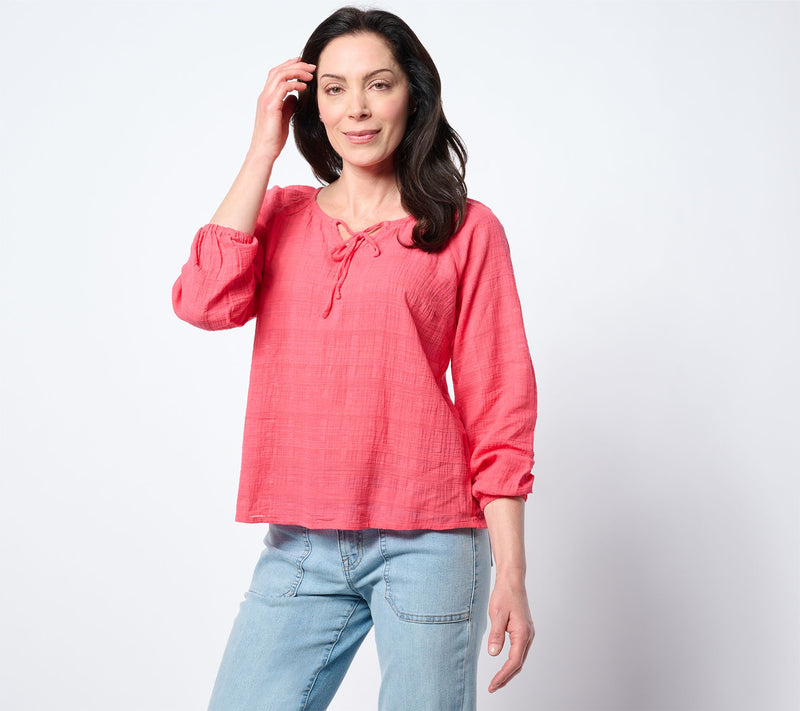 AnyBody Textured Woven Blouse with Tie Neck — View 13