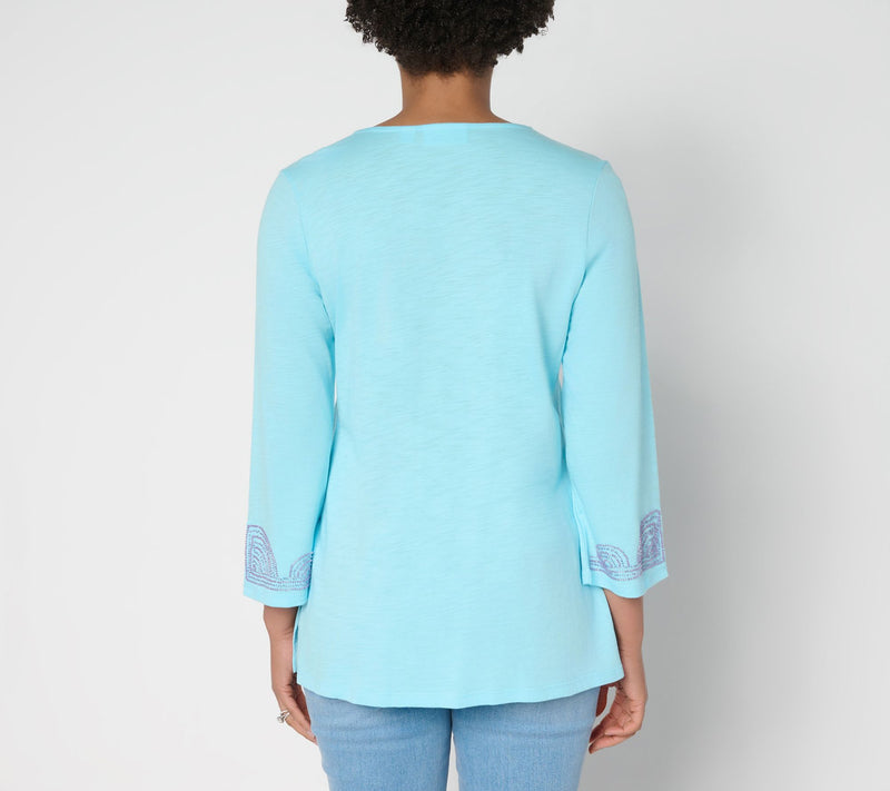 Bellisima by Kim Gravel Regular Slub Knit Boutique Beaded Tunic — View 12