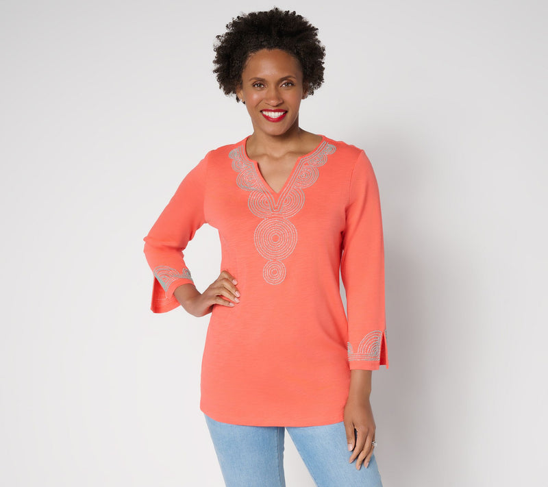 Bellisima by Kim Gravel Regular Slub Knit Boutique Beaded Tunic — View 7