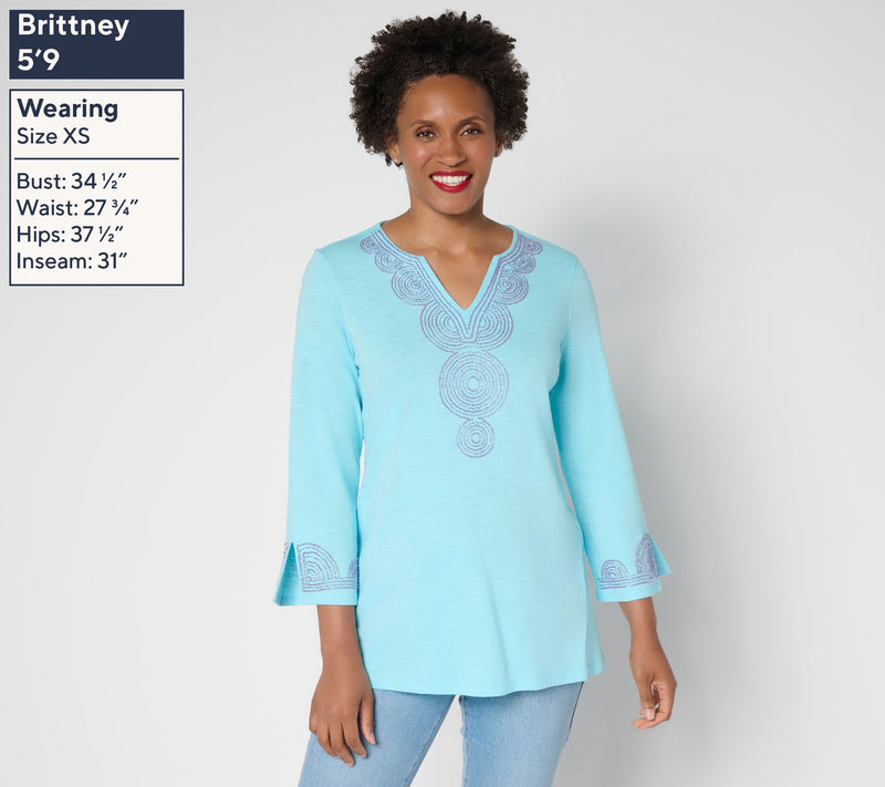 Bellisima by Kim Gravel Regular Slub Knit Boutique Beaded Tunic — View 11