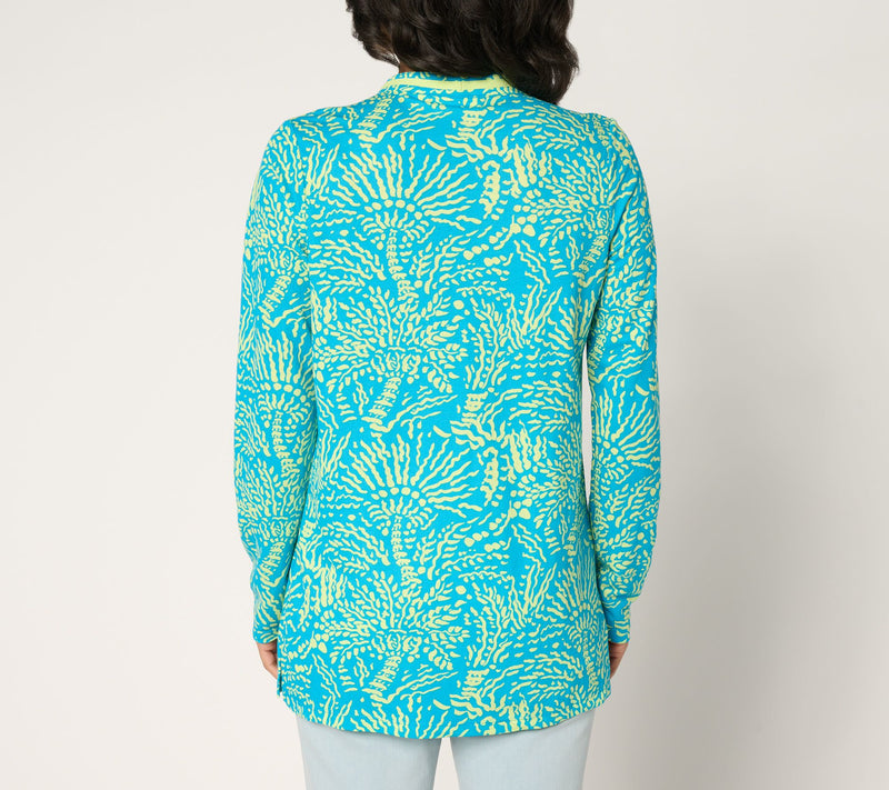 Bellisima by Kim Gravel Regular Cabana Knit Palm Trim Tunic — View 14