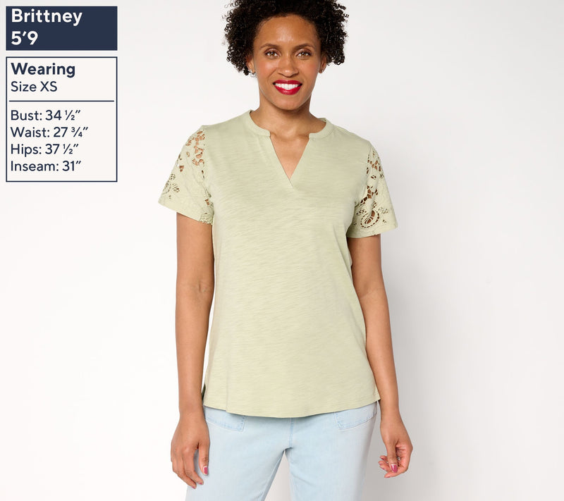 Bellisima by Kim Gravel Amazing Lace Eyelet Shoulder Knit Top — View 3