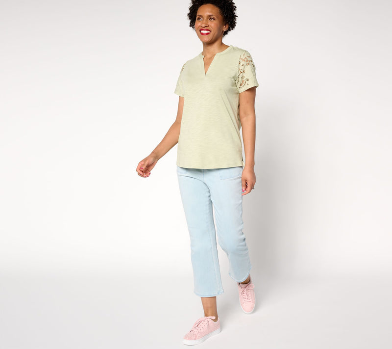 Bellisima by Kim Gravel Amazing Lace Eyelet Shoulder Knit Top — View 5