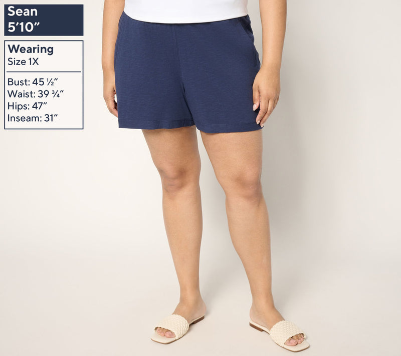 Belle by Kim Gravel Slub Knit 5" Shorts — View 2