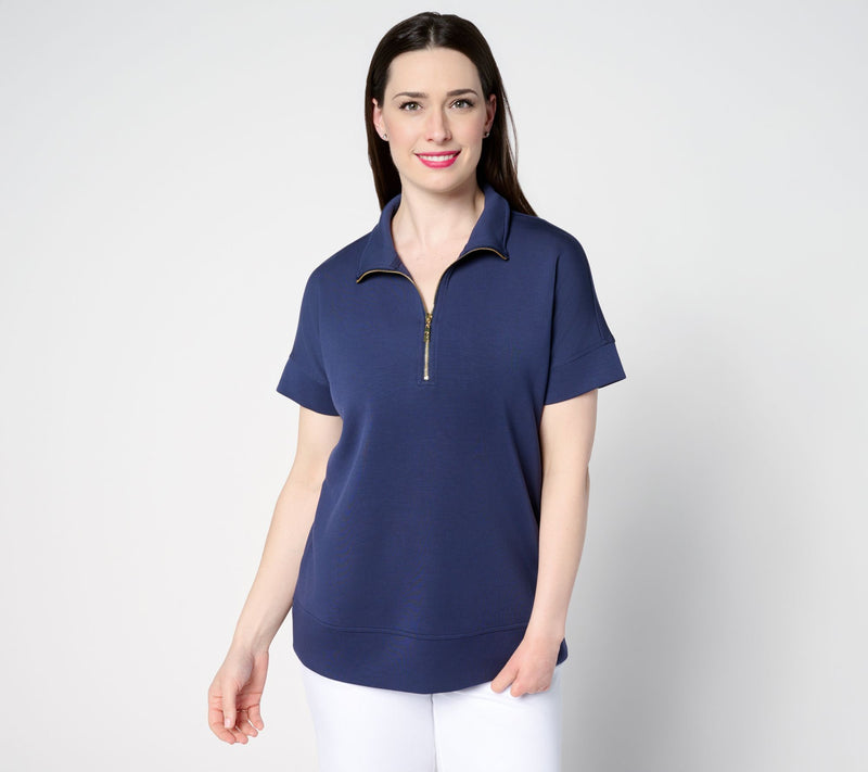 Belle by Kim Gravel ScubaLuxe Half Zip Dolman Sleeve Top — View 19
