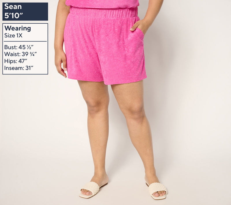 Belle Beach by Kim Gravel Poolside Terry Slub 5" Shorts — View 2