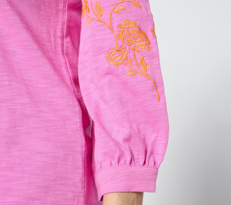 Belle by Kim Gravel Slub Knit Summer Rose Blouse — View 5