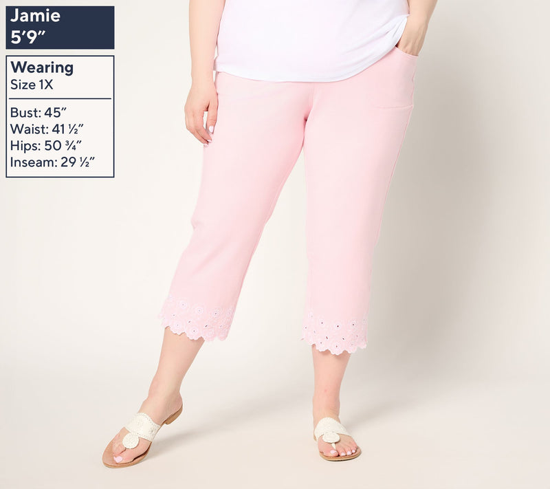 Quacker Factory DreamJeannes Petunia Scallop 23" Cropped Pant — View 2