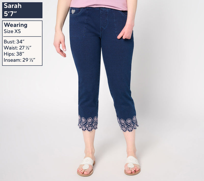 Quacker Factory DreamJeannes Petunia Scallop 23" Cropped Pant — View 3