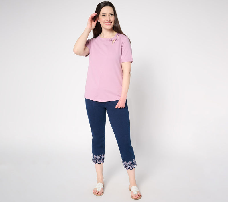 Quacker Factory DreamJeannes Petunia Scallop 23" Cropped Pant — View 5