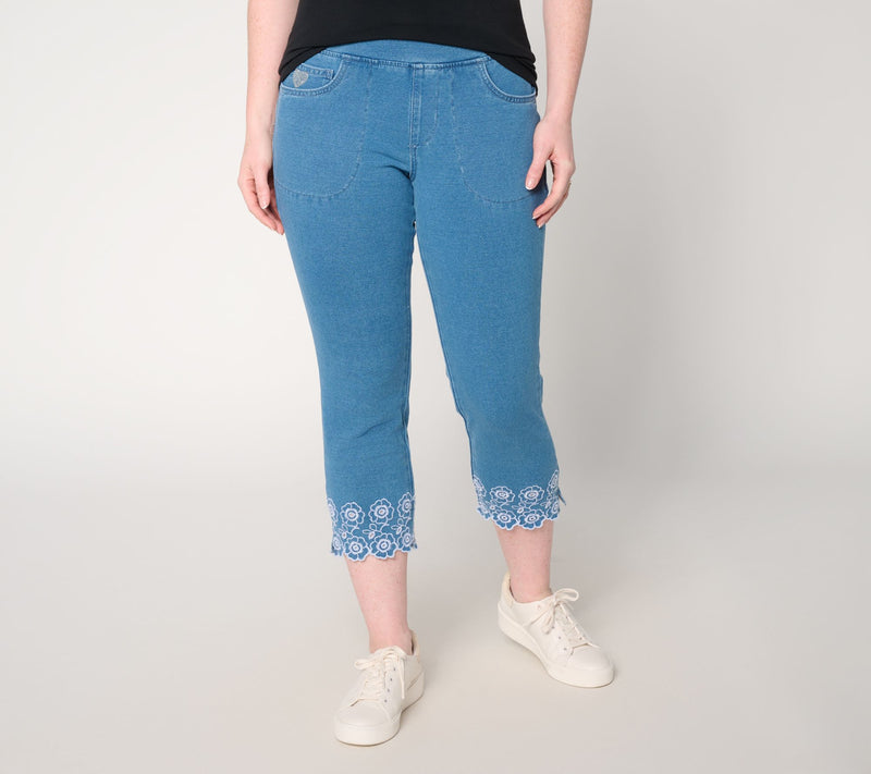 Quacker Factory DreamJeannes Petunia Scallop 23" Cropped Pant — View 12