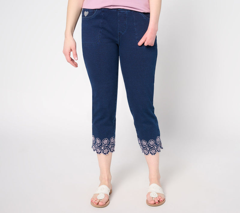 Quacker Factory DreamJeannes Petunia Scallop 23" Cropped Pant — View 14