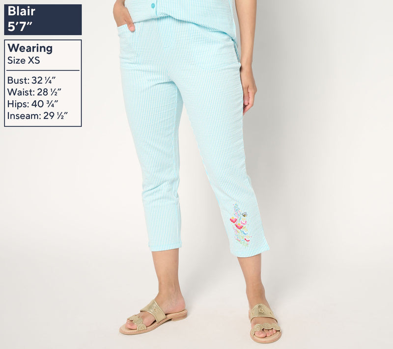 Quacker Factory Spring Day Knit Seersucker 23" Crop Pant — View 3