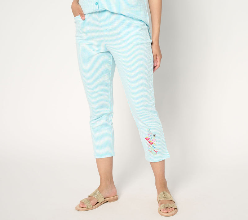 Quacker Factory Spring Day Knit Seersucker 23" Crop Pant — View 10