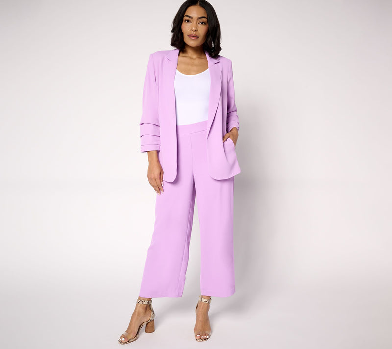 nicole by Nicole Miller Stretch Crepe Blazer with Ruched Sleeves — View 13