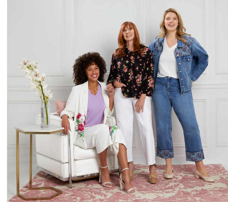 nicole by Nicole Miller Printed Yoke Stretch Denim Jacket — View 11
