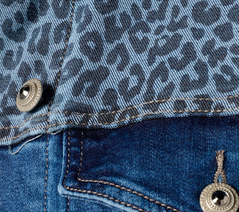 nicole by Nicole Miller Printed Yoke Stretch Denim Jacket — View 10
