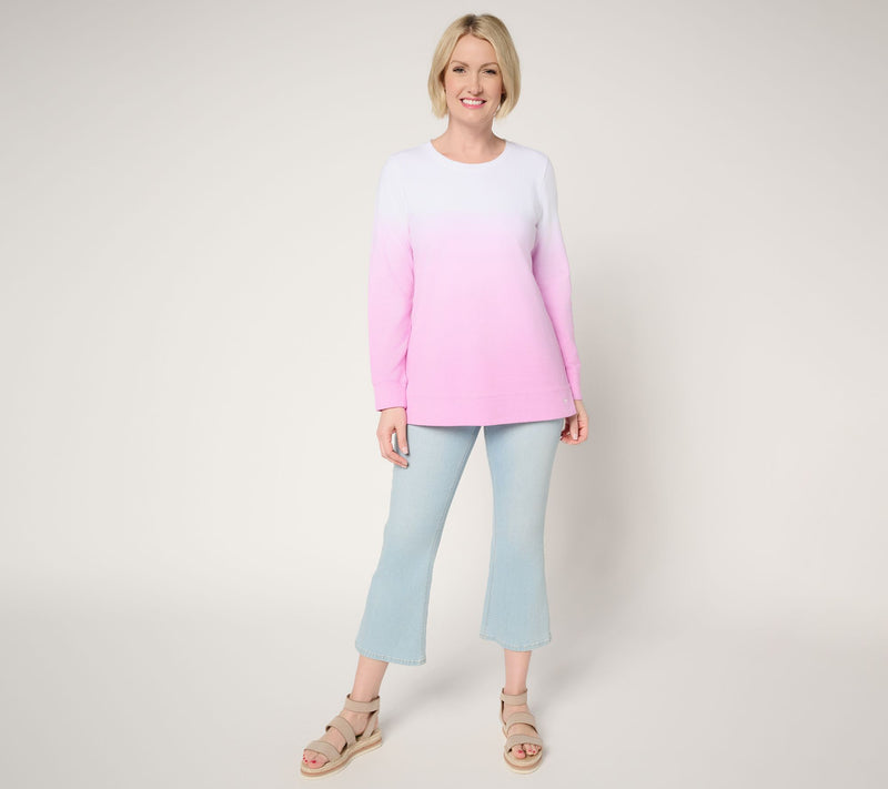 Denim & Co. Regular French Terry Dip Dye Tunic — View 17