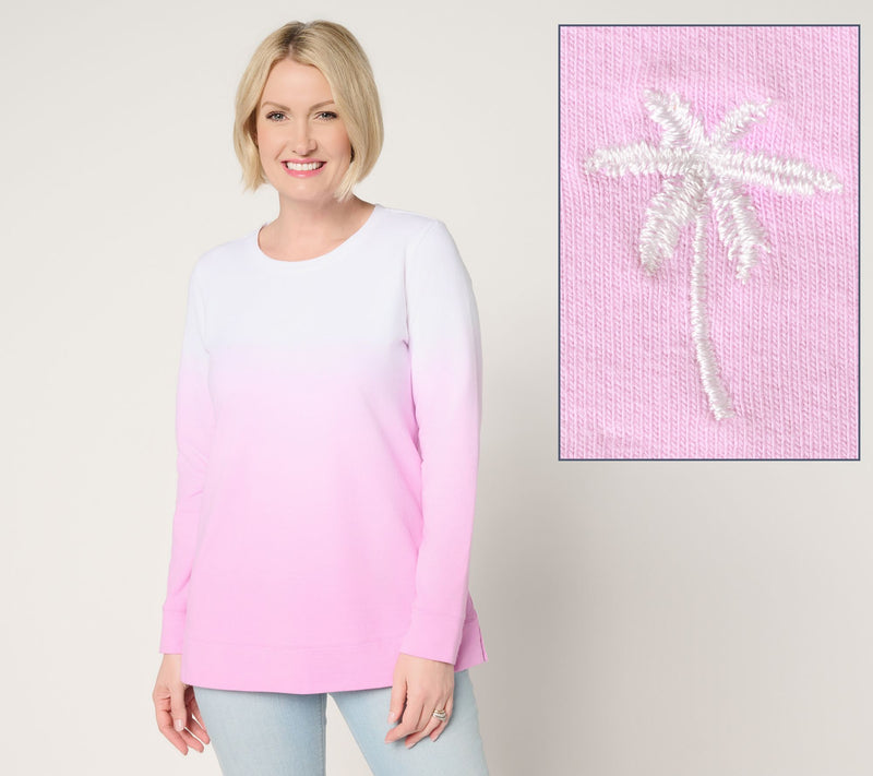 Denim & Co. Regular French Terry Dip Dye Tunic — View 11