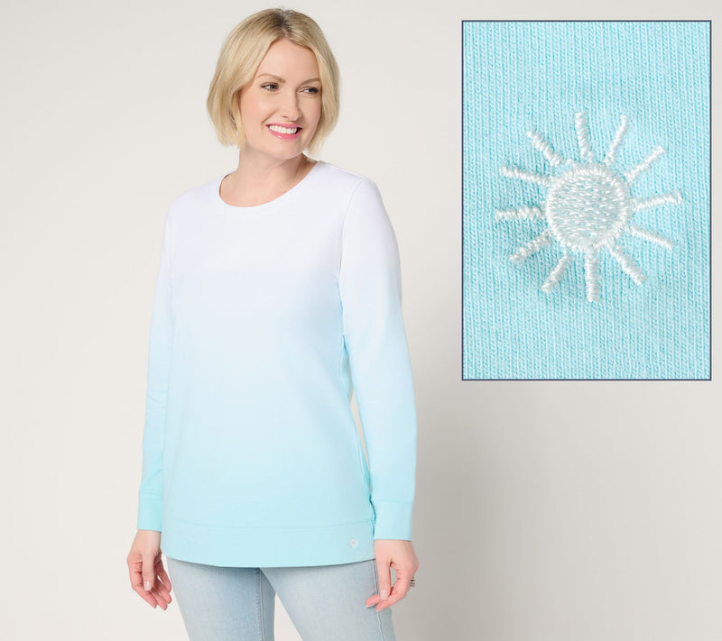Denim & Co. Petite French Terry Dip Dye Tunic — View 11