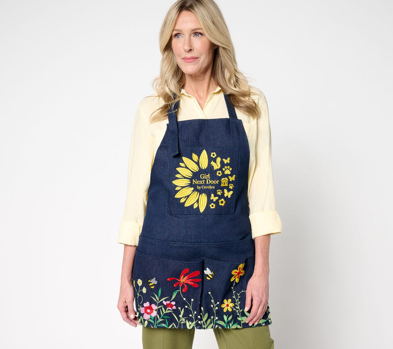 Girl Next Door By Carolyn Gracie Denim Embroidered Garden Apron — View 8