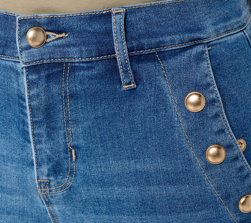 nicole by Nicole Miller Petite Stretch Novelty Button Cropped Jean — View 9